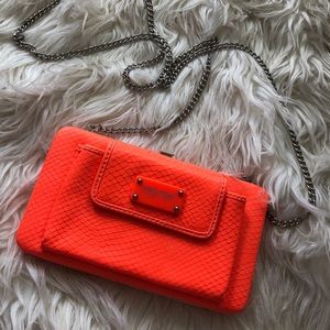 Nine West Neon Orange Chain Clutch Crossbody